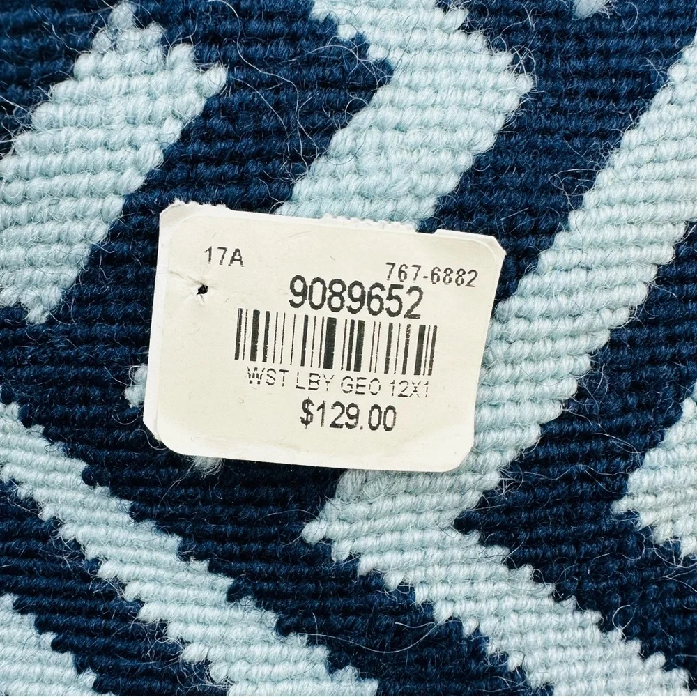 Williams Sonoma Interlock Geometric Greek Key Wool Needlepoint Accent Pillow